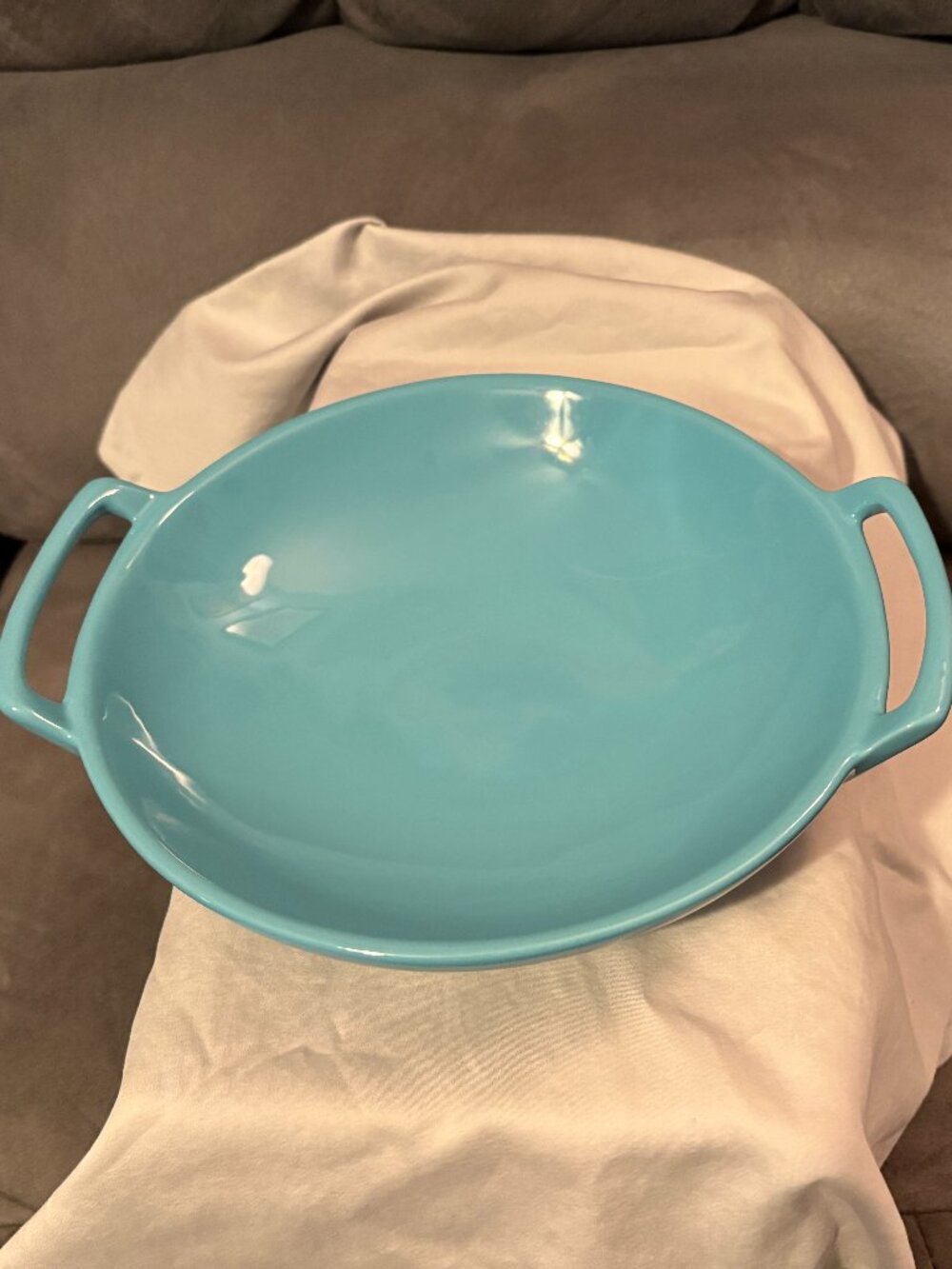 LE CREUSET TURQUOISE Stoneware Wok Dish Bowl 28oz Asian Cuisine-10"-NEW-NO BOX